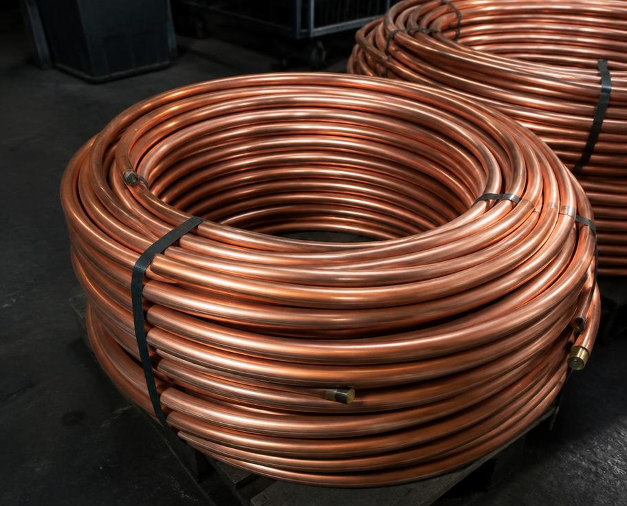 Copper pipe coils recovered from air conditioners
