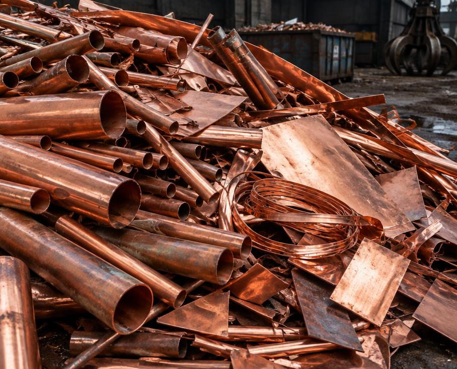 Sorted copper scrap pieces ready for recycling